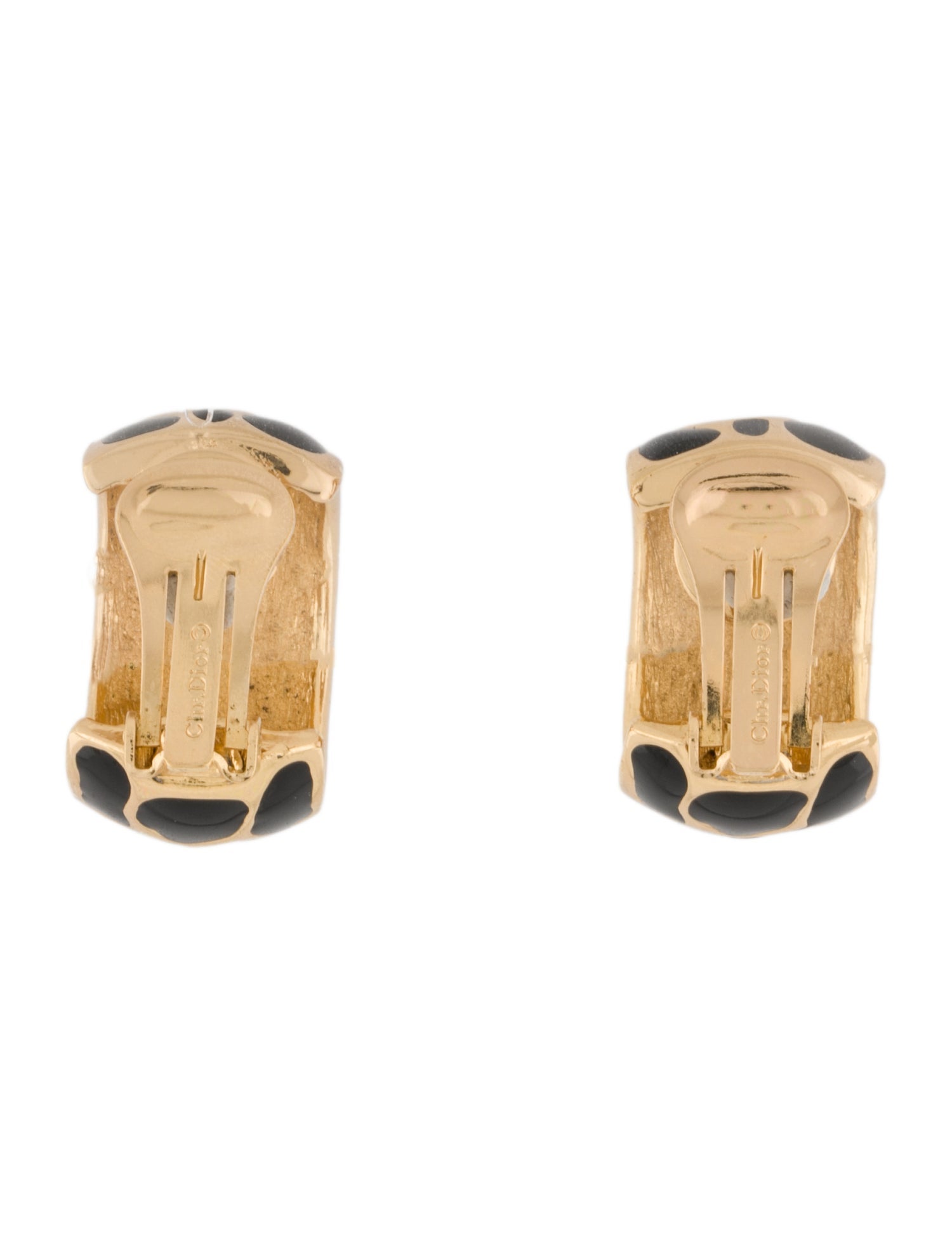 Christian Dior Vintage Enamel & Crystal Clip-On Earrings